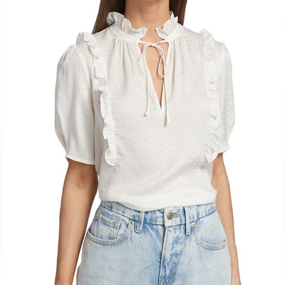 ZADIG & VOLTAIRE TALINO 100% SILK BLOUSE TOP WHITE SMALL - Picture 1 of 7